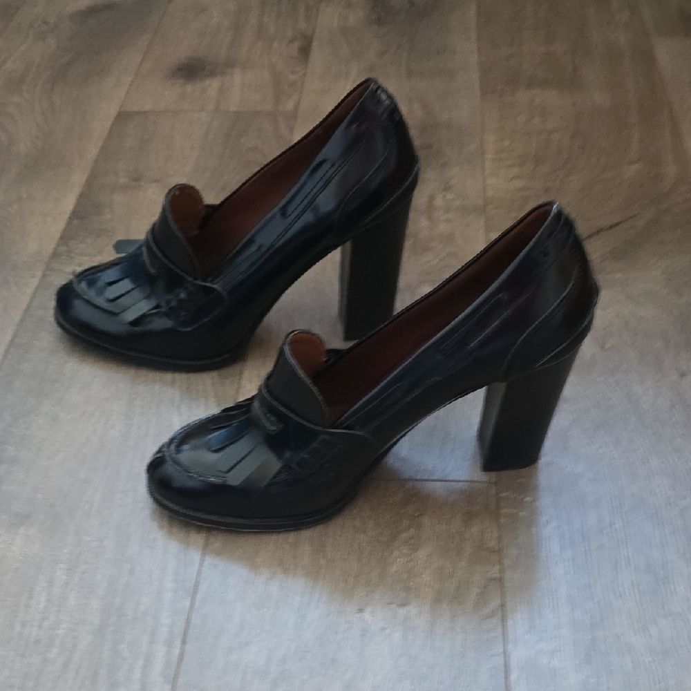 Massimo Dutti - Black Leather Heeled Loafers - Size 39 - Picture 3 of 10